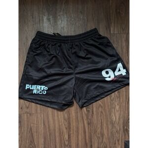 LARGE BAD BUNNY DTMF PR 94 Basketball Shorts Black Mesh Shorts ✅❤️ CONCERT MERCH